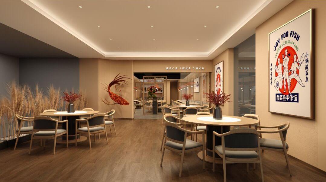 酸菜魚小型餐飲店裝修設(shè)計效果圖+實景案例
